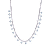 Asfour Crystal Tennis Charm Necklace With Round Zircon Stones In 925 Sterling Silver-ND0422